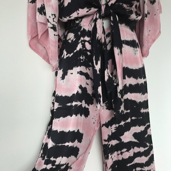 YFB Young Fabulous Broke jumpsuit pink/black tie dye Viscose/Rayon S - Picture 9 of 16